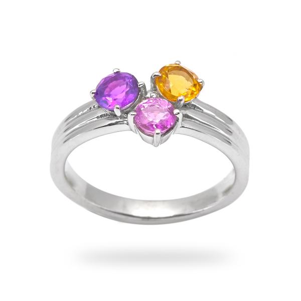 Bague amethyste, citrine argent Sylviana